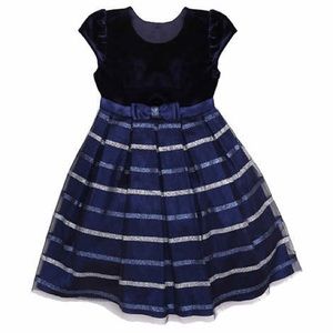 Jona Michelle Kids' Christmas Dress - Navy/Silver